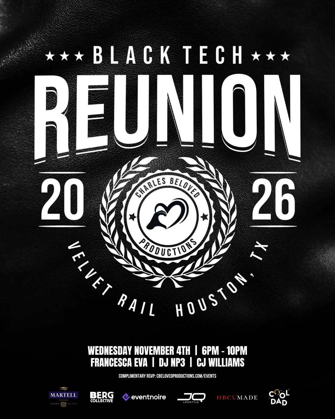 Black Tech Reunion 2026 flyer, Wednesday, November 4, Velvet Rail Houston