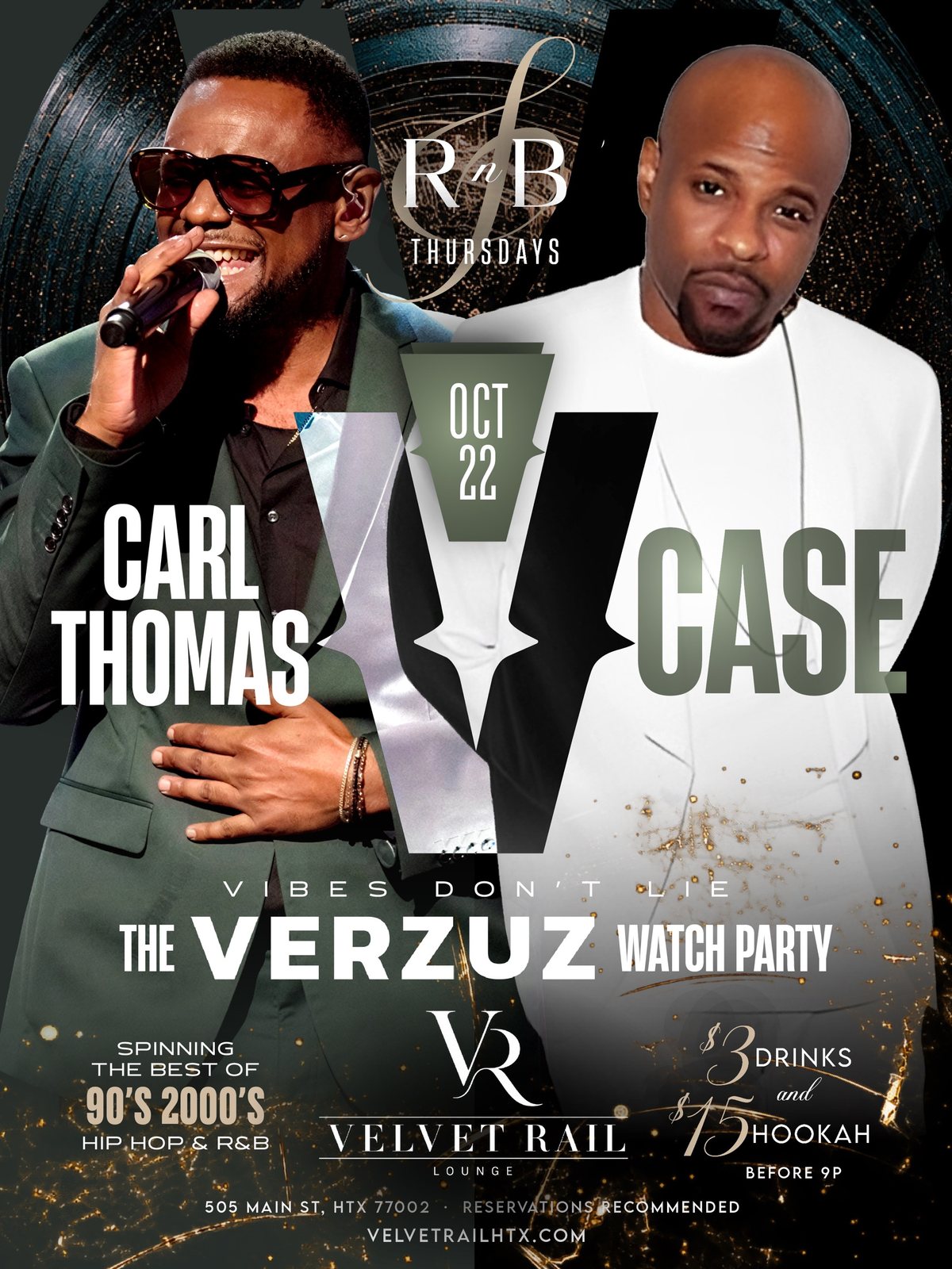 The Verzuz Watch Party flyer, Thursday, October 22, Velvet Rail Houston